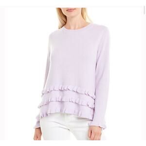 Tyler Boe Ruffled Cashmere Crew Neck Sweater Lavender Soft Luxury Women's S